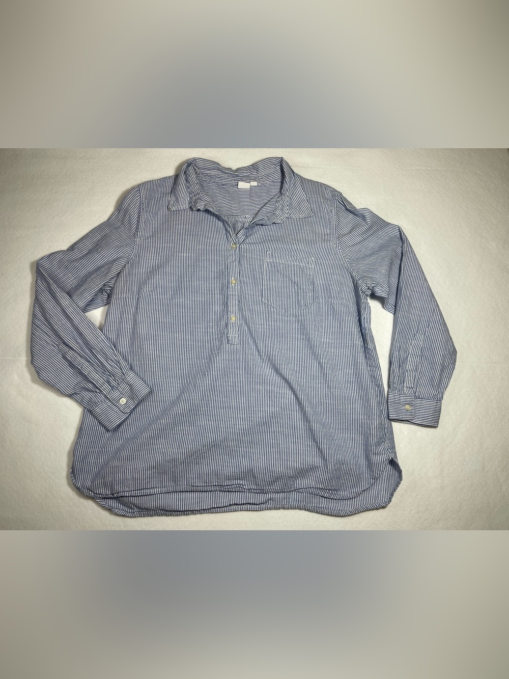 GAP Women’s Striped Popover Shirt XL Oversized Blue White Coastal Preppy
